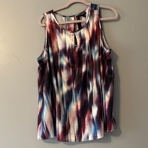 torrid Multicolor Abstract Keyhole Tank - Burgundy, Blue, Cream